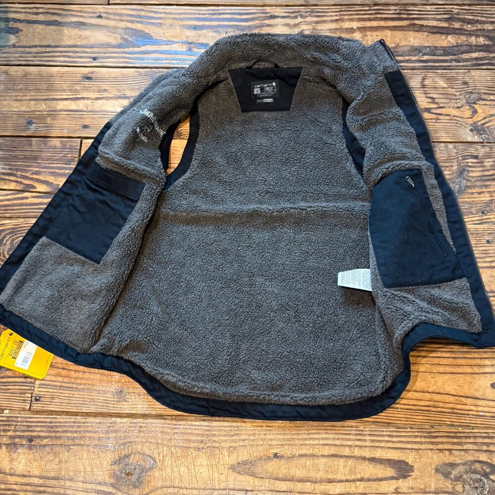 NWT Carhartt Washed Duck Sherpa Lined Mock Neck Vest Black Small 3rd Party Logo - Picture 8 of 10